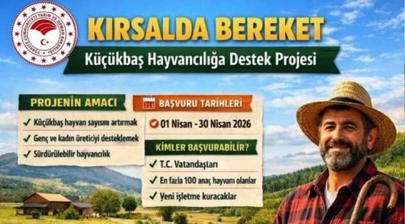 Kırsalda Bereket, 100 Küçükbaşa Destek Proje başvuruları başladı