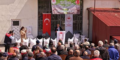 Ağın'da 108 Çiftçiye 18 Ton 250 Kilo hibeli  Sarı tüylü nohut tohumu dağıtıldı