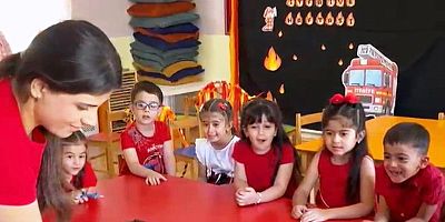 Keban'da Anaokulu öğrencileri uygulama ile İtfaiyeciler haftasını kutladı 