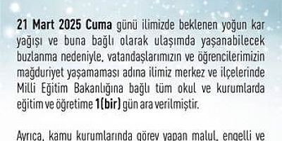 Keban'da okullara Kar Tatili
