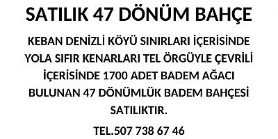 KEBAN DENİZLİ KÖYÜNDE SATILIK 47 DÖNÜM BAHÇE
