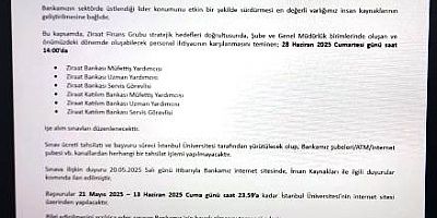 Ziraat Bankası KPSS şartsız 565 personel alımı ilanına çıktı