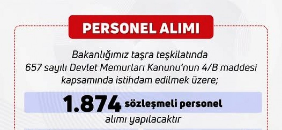 Tarım ve Orman Bakanlığına 1874 personel alınacak